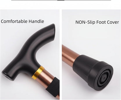 Adjustable from 33‘’ to37‘’Walking Cane Hiking Poles Climbing Snowingshoeing Pole with Ergonomic Handle，Brown and Black for Outdoor for Woman,Man, The Elder