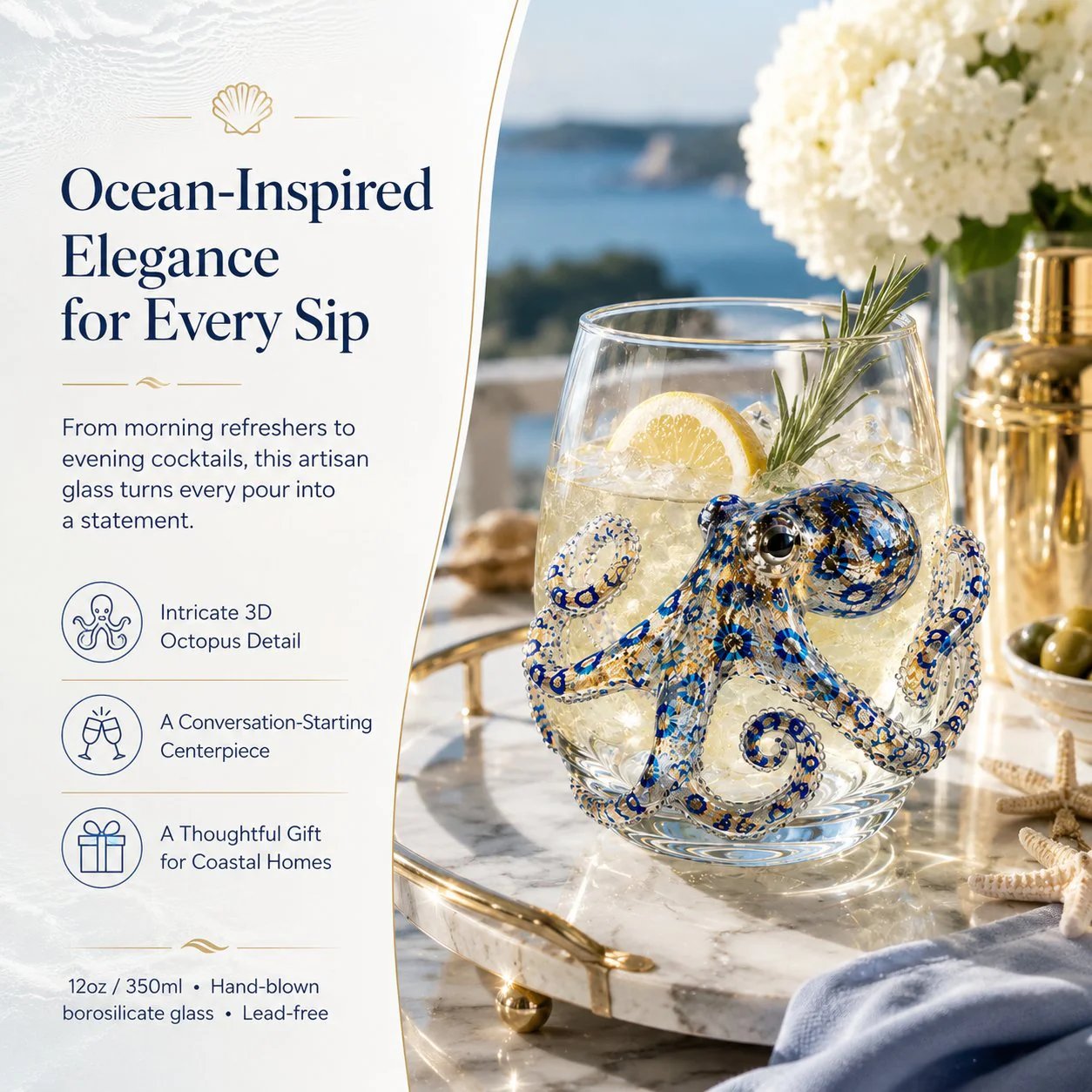 Bring the Ocean to Every Sip with Stunning 3D Artisan Glassware 🌊