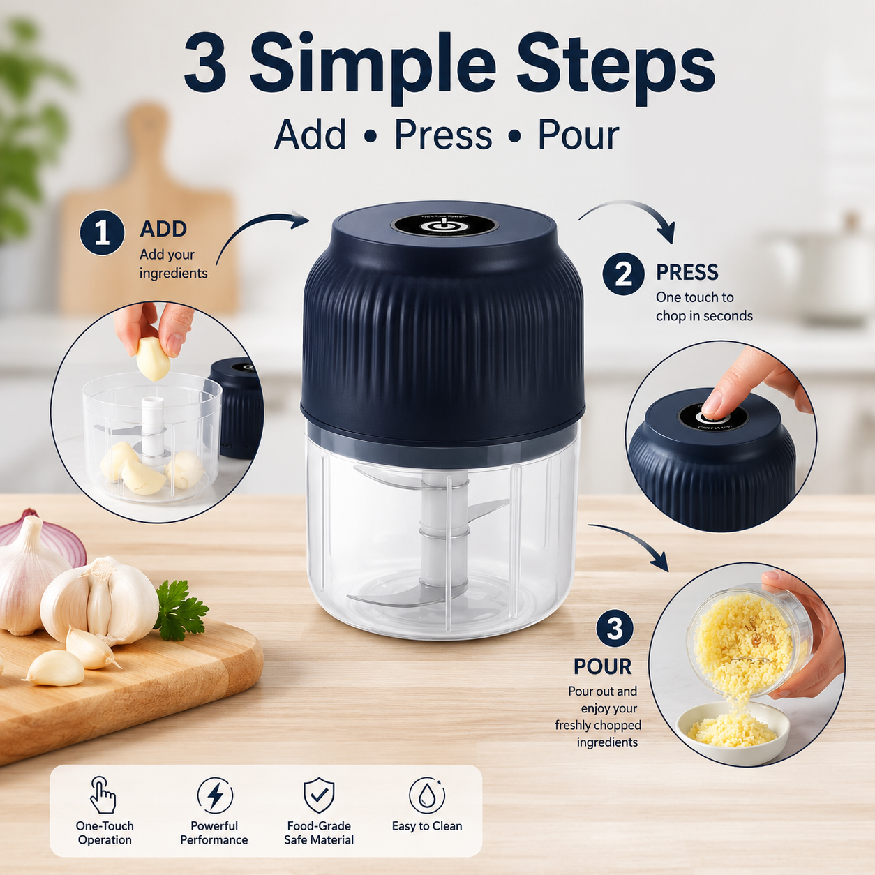 Mini Electric Food Chopper – One-Press Garlic & Veggie Prep 🍳🥕🧄
