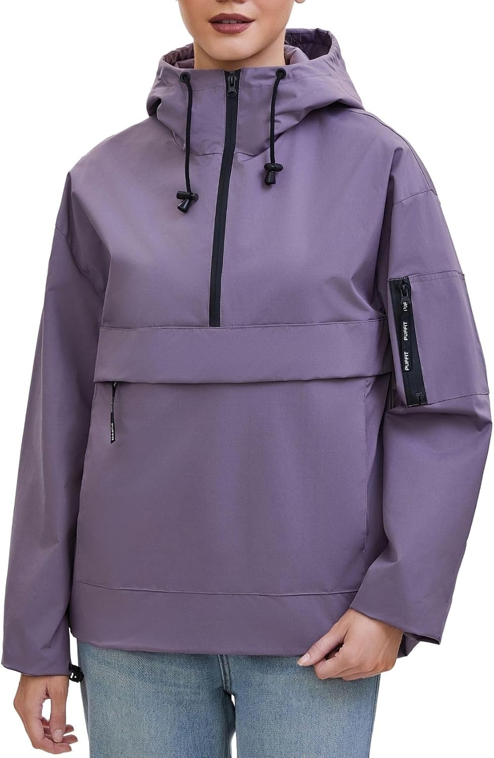 Rain Jacket Women, Women’s Lightweight Anorak Pullover Hoodie Jacket, Water-Resistant