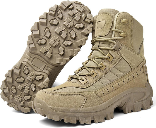 Men’s Lightweight Tactical Hiking & Work Boots with Side Zipper – Waterproof  Outdoor Walking Boots with Traction Outsole