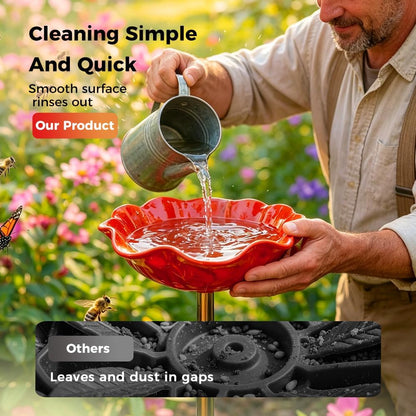 Wravion™ Handmade Metal Flower Garden Stake Bird Bath