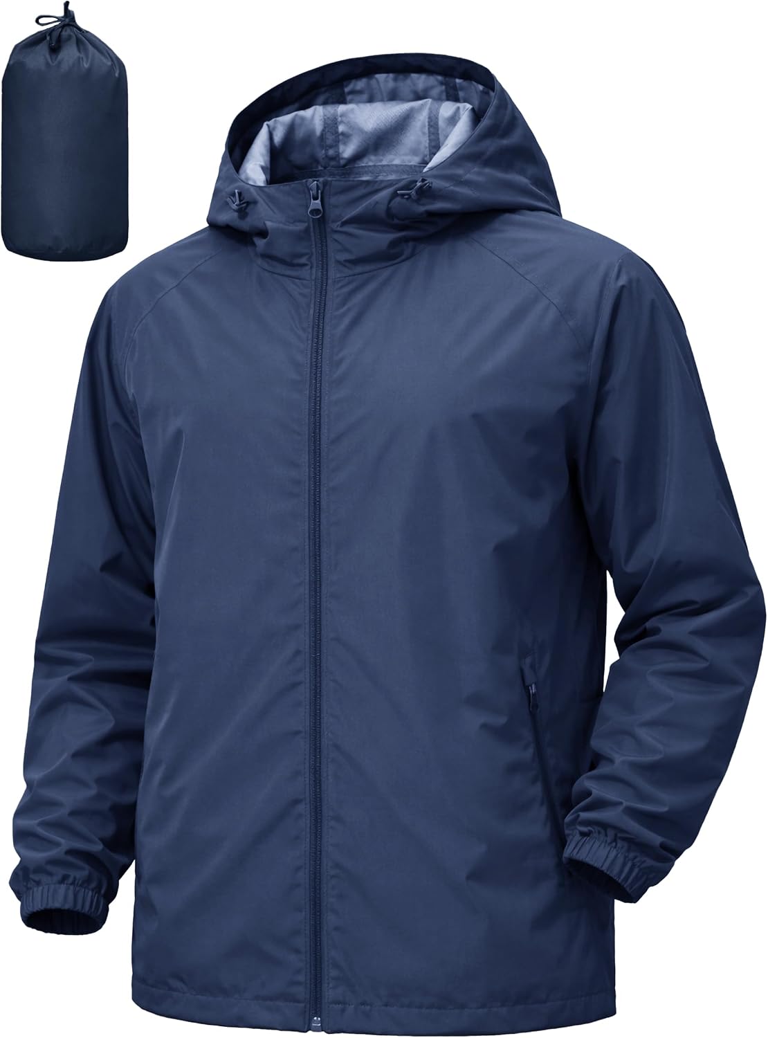 Men's Rain Jacket Windbreaker Waterproof Jacket Raincoat Cycling Running Hiking Gear Hood Lightweight Packable