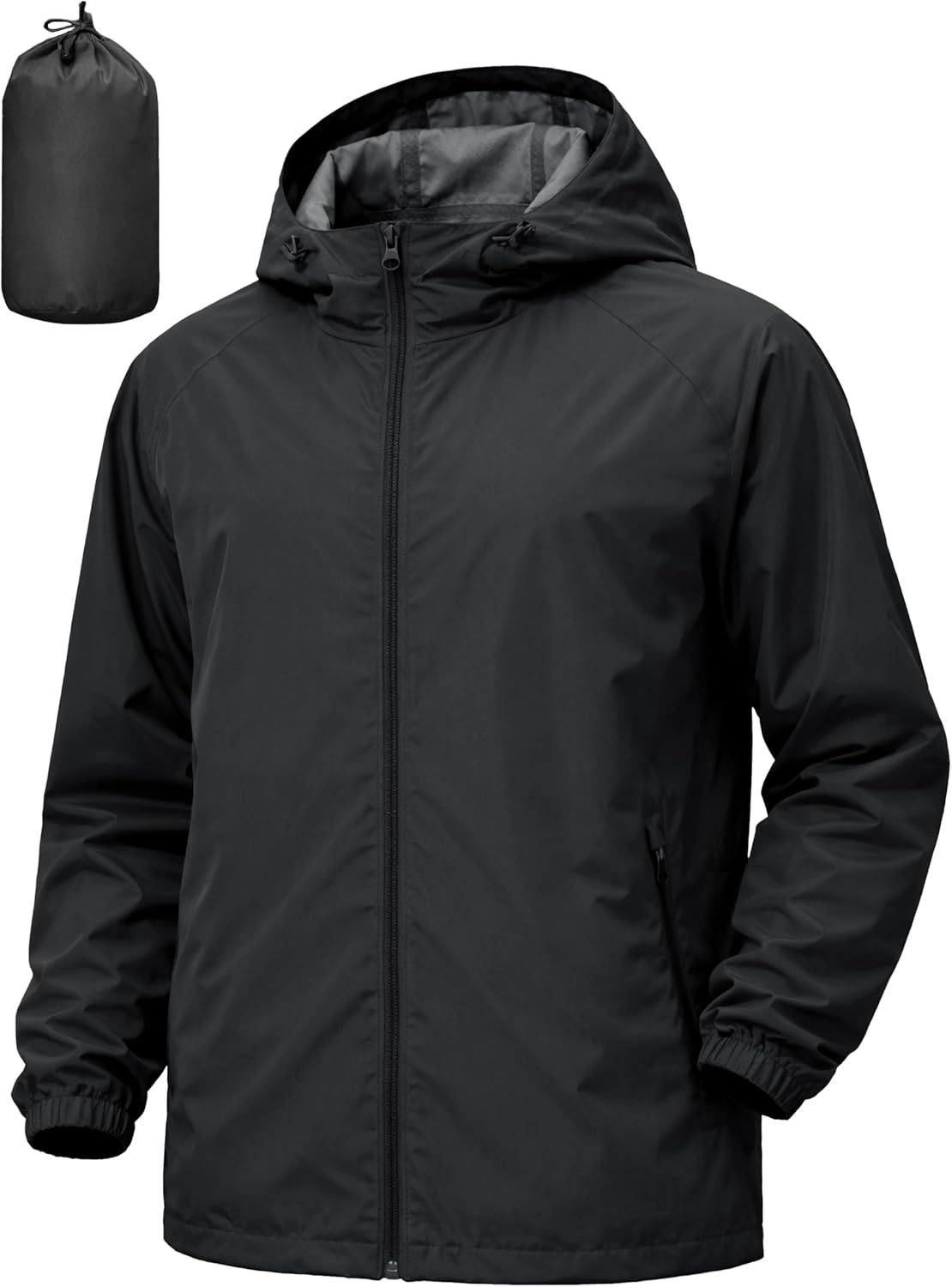 Men's Rain Jacket Windbreaker Waterproof Jacket Raincoat Cycling Running Hiking Gear Hood Lightweight Packable