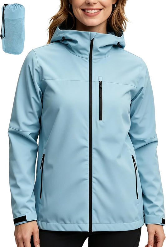 Women's Rain Jacket Rain Coat Waterproof Windbreaker With Hood,Lightweight Spring Jacket for Outdoor Cycling Hiking