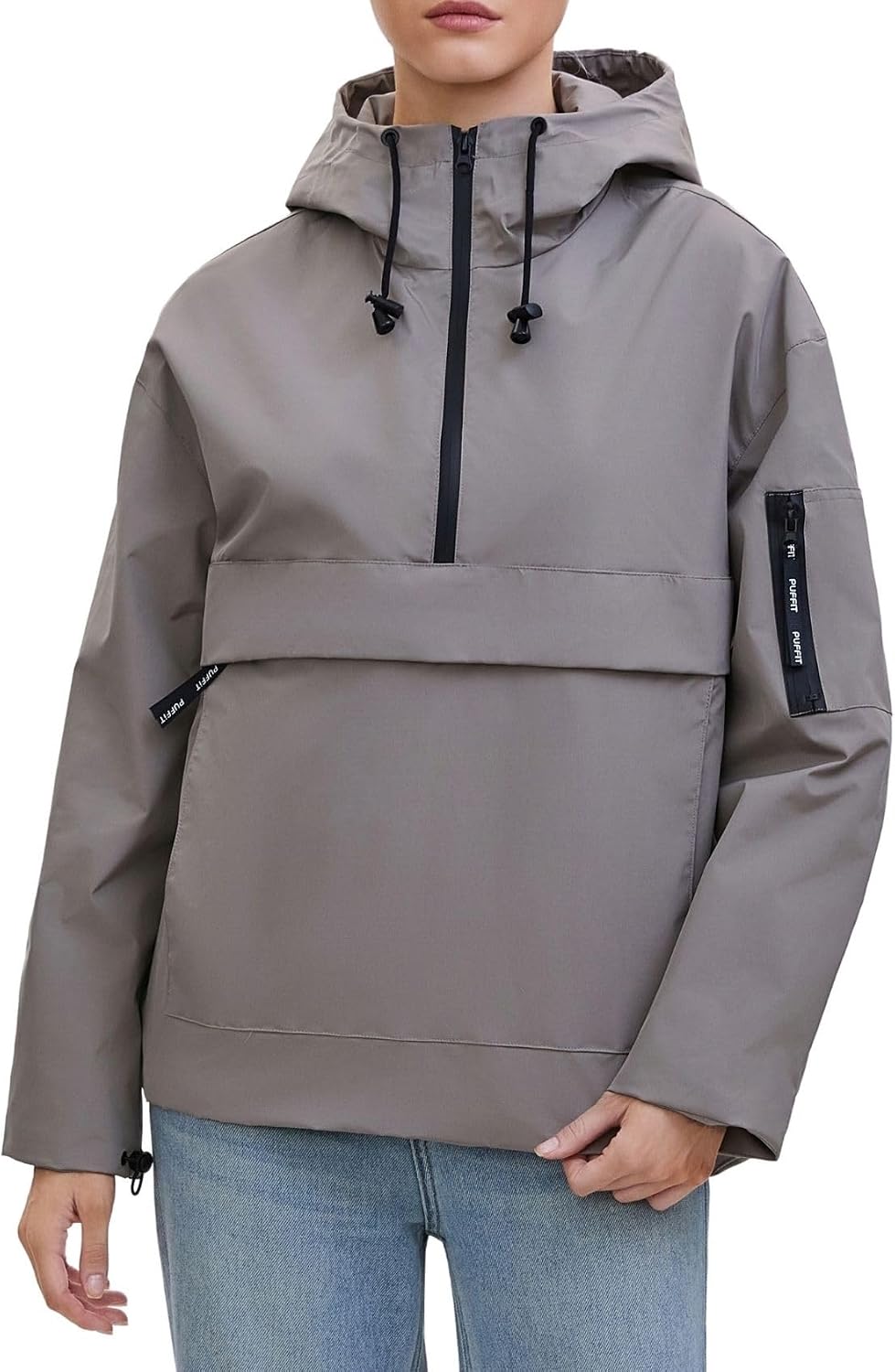 Rain Jacket Women, Women’s Lightweight Anorak Pullover Hoodie Jacket, Water-Resistant