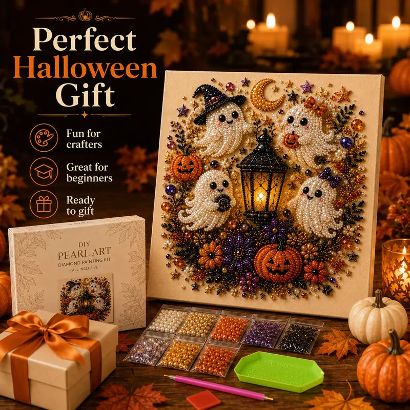 Halloween Pearl Art DIY Kit – Turn Tiny Pearls into Spooky-Cute Magic