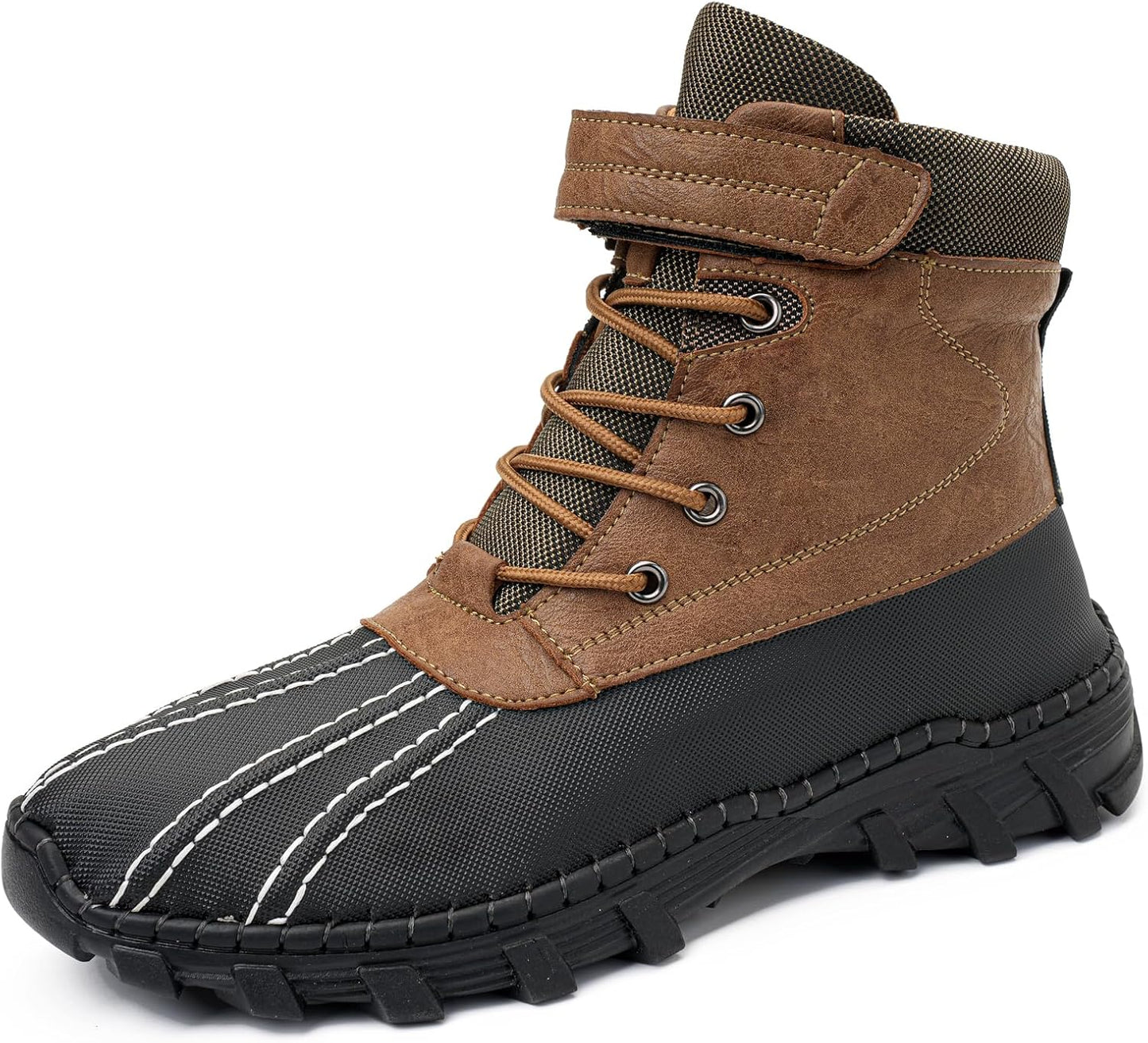 Men's Waterproof High-Top Hiking Boots, Microfiber Leather Upper, Memory Foam Insole, Anti-Slip Rubber Sole, Available with Mesh or Plush Lining