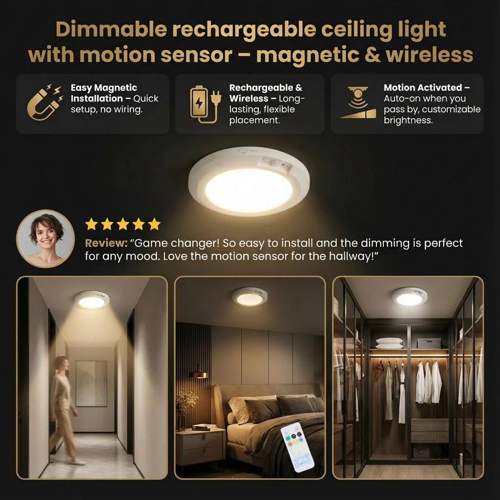 2026 Rechargeable Motion Sensor Ceiling Light