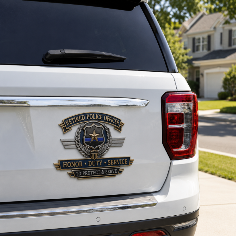 Buy More, Save More🔥 Retired Police Officer Honor Duty Service Metal Car Emblem