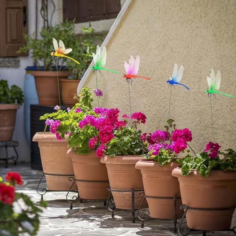 12-Piece Dragonfly Garden Decor Set — Includes 3D Dragonfly Garden Stakes in 4 Colors