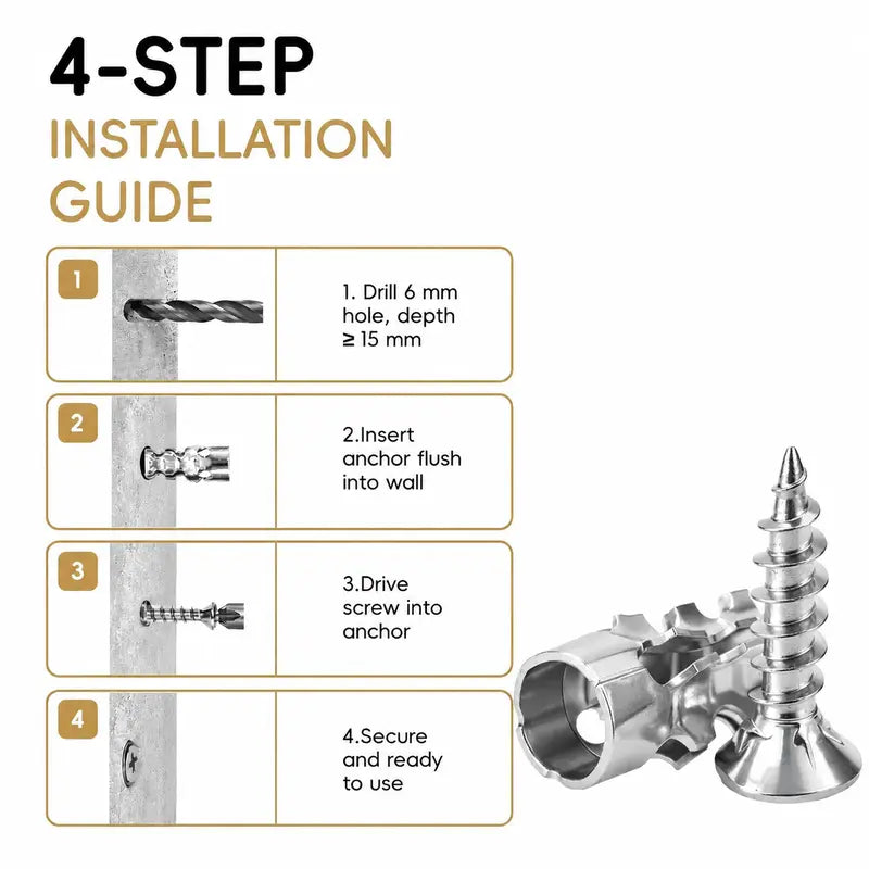🔩 6×14mm Short Expansion Screw Set for Cabinet Hinge Repair & Stripped Thread Restoration