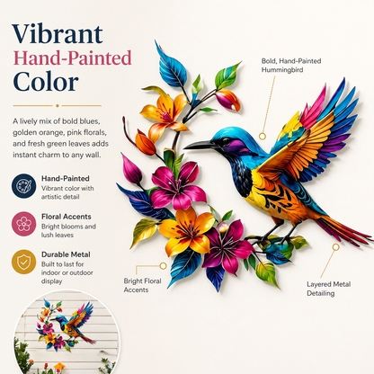 Hummingbird Bloom Metal Wall Art