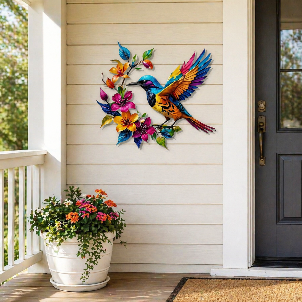 Hummingbird Bloom Metal Wall Art