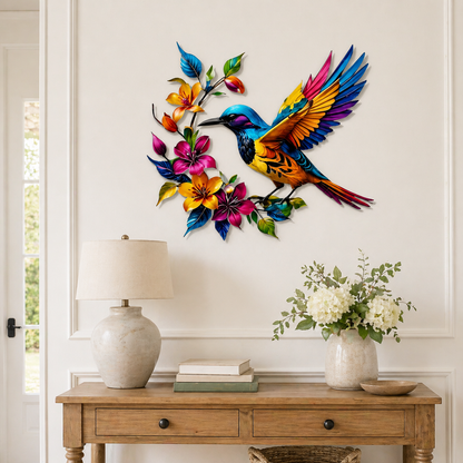 Hummingbird Bloom Metal Wall Art