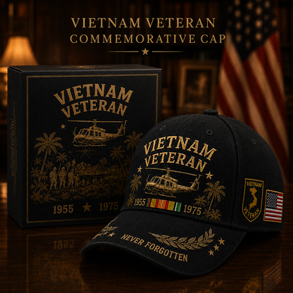 Vietnam Veteran 1955–1975 Memorial Embroidered Cap