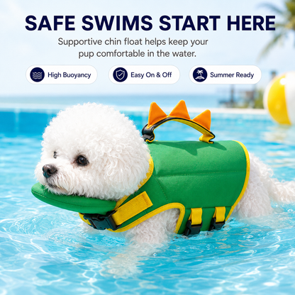 Dinosaur Dog Swim Float Vest with Chin Support & Rescue Handle!!!