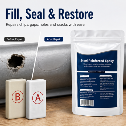 Steel Reinforced Epoxy Repair Putty — Universal Glue for Metal, Wood, Plastic