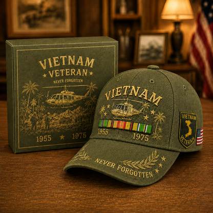 Vietnam Veteran 1955–1975 Memorial Embroidered Cap