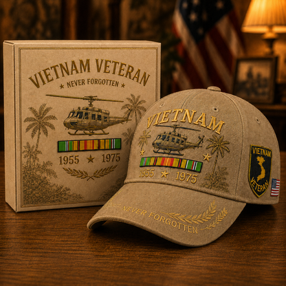 Vietnam Veteran 1955–1975 Memorial Embroidered Cap