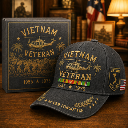 Vietnam Veteran 1955–1975 Memorial Embroidered Cap