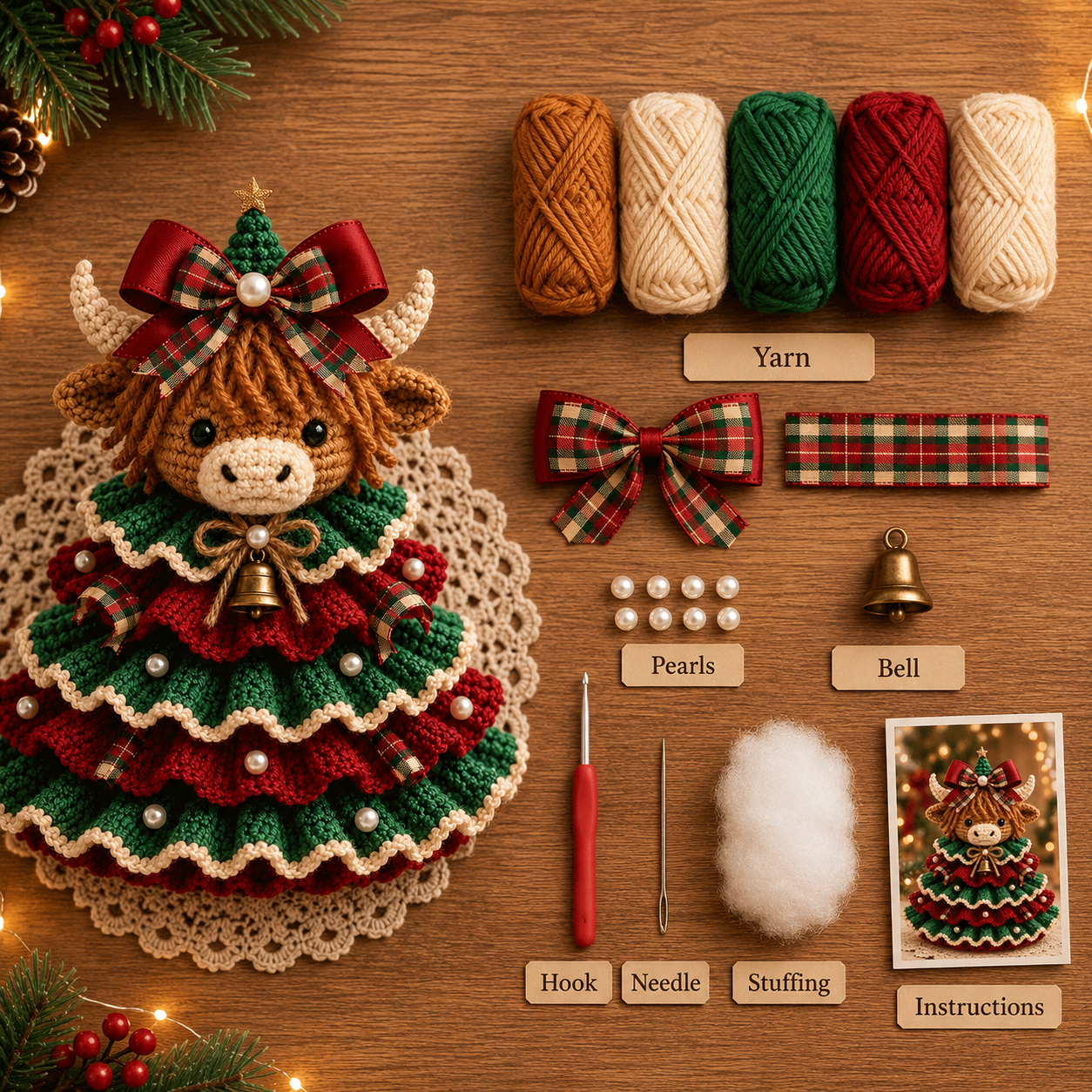 Crochet Animal Christmas Tree DIY Kit