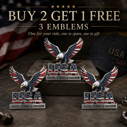 ★Handmade USA Faith, Family & Freedom★ Metal Car Emblem