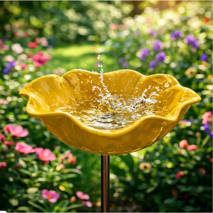 Wravion™ Handmade Metal Flower Garden Stake Bird Bath