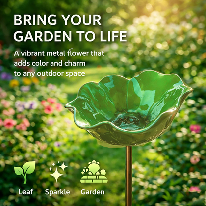 Wravion™ Handmade Metal Flower Garden Stake Bird Bath