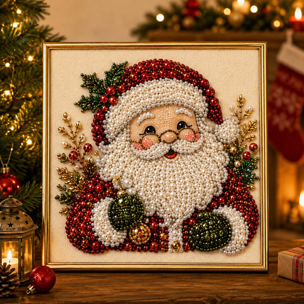 🎄 DIY Christmas Pearl Diamond Painting Art Kit With Frame
