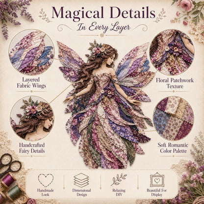 Premium Fairy Patchwork DIY Kit | High-Quality Layered Fabric with Floral Wings DIY Handmade Fantasy Wall Decor ✨