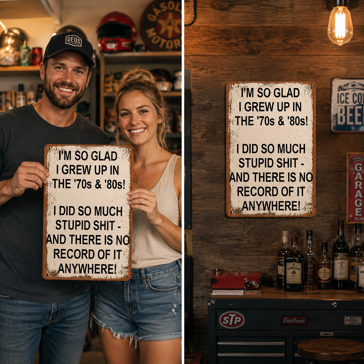 Vintage "I'm So Glad I Grew Up in the '70s & '80s" Metal Sign – Funny Retro Wall Decor 😂