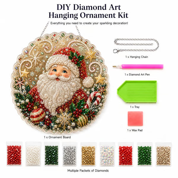 Christmas Pearl Diamond Art Hanging Ornament Kit | Luxury Flocked Canvas with Scratch-Resistant Non-Fading Pearl Beads DIY Handmade Holiday Hanging Decor 🎅💎