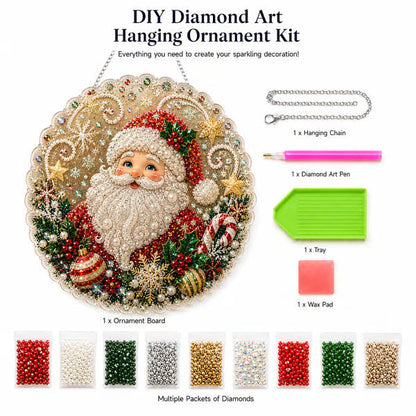 Christmas Pearl Diamond Art Hanging Ornament Kit | Luxury Flocked Canvas with Scratch-Resistant Non-Fading Pearl Beads DIY Handmade Holiday Hanging Decor 🎅💎