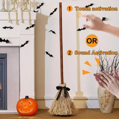 Floating Witch's Broom – Eerie Laughs & Hypnotic Dance at Your Command! 🎃