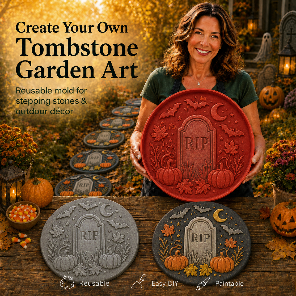 Halloween Garden Stepping Stone Mold