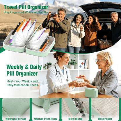 💊 A8 Waterproof Pill Pouch Set – Large Weekly Travel Medicine Organizer