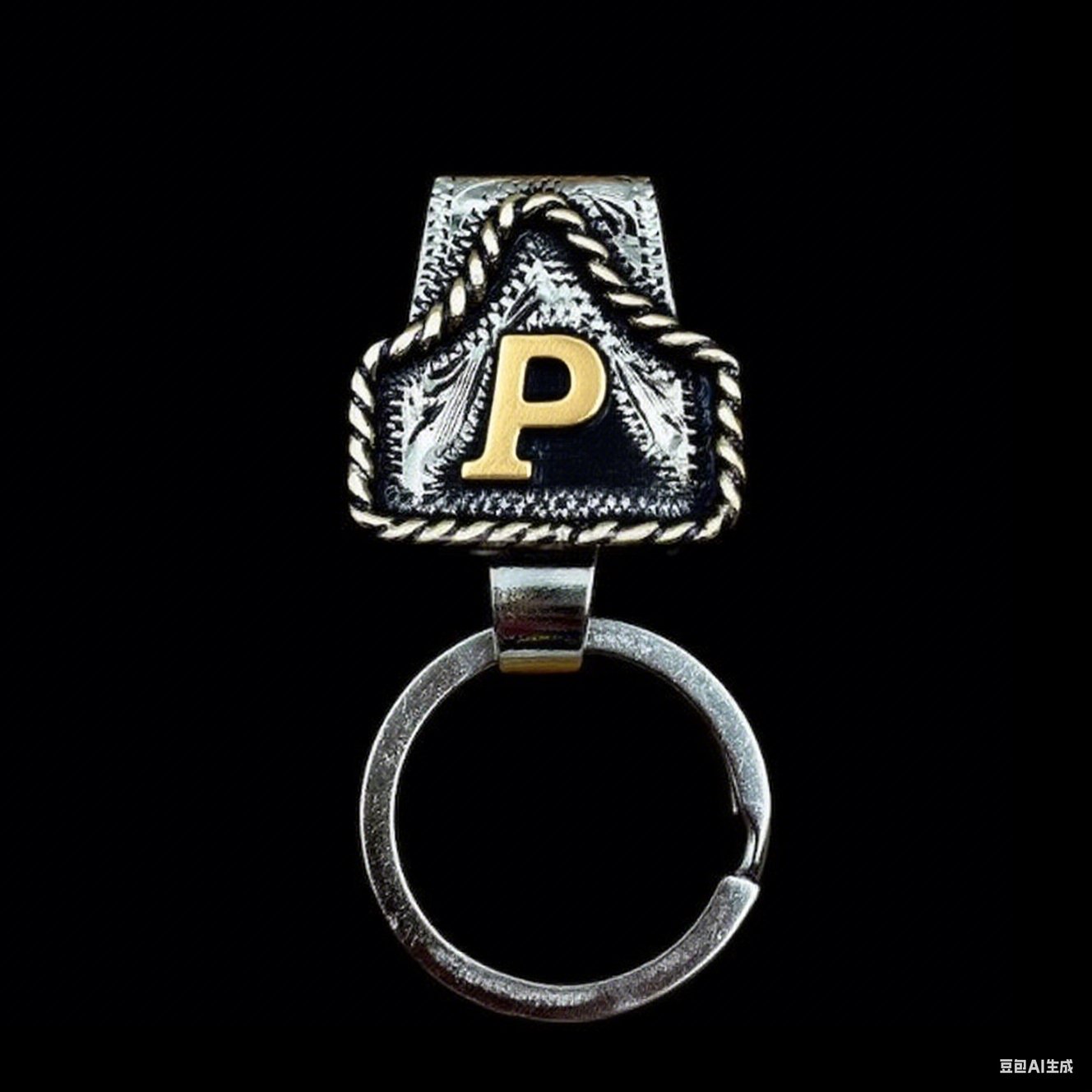 Vintage Brass Initial Cow Tag Keychain for Belt Loop & Pocket Carry