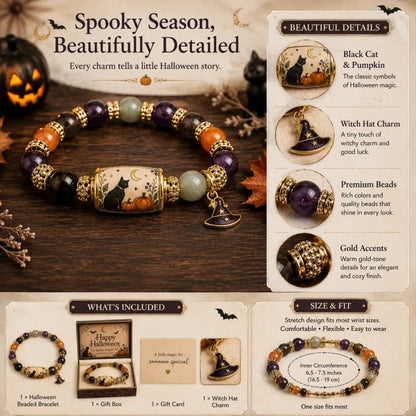 🎃 Limited Edition Halloween Beaded Bracelet Set | Spooky Cute Gift Jewelry