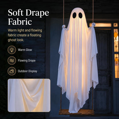 👻 Spooky Swinging Ghost! 5FT Animated Hanging Ghost with LED Lights & Remote 🎃