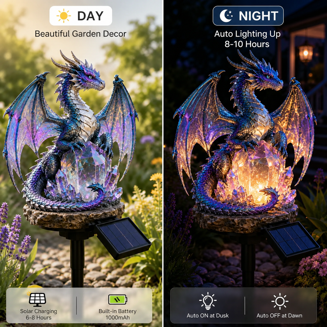Amethyst Crystal Dragon✨️Solar Dragon Crystal Garden Light