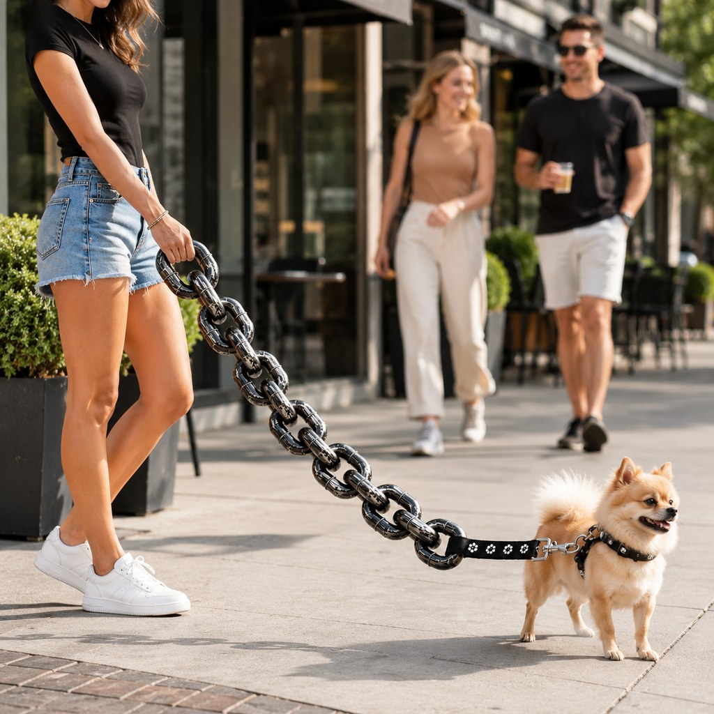 Oversized Chain Dog Leash & Collar Set for Small Dogs - Make Everyday Walks Stand Out