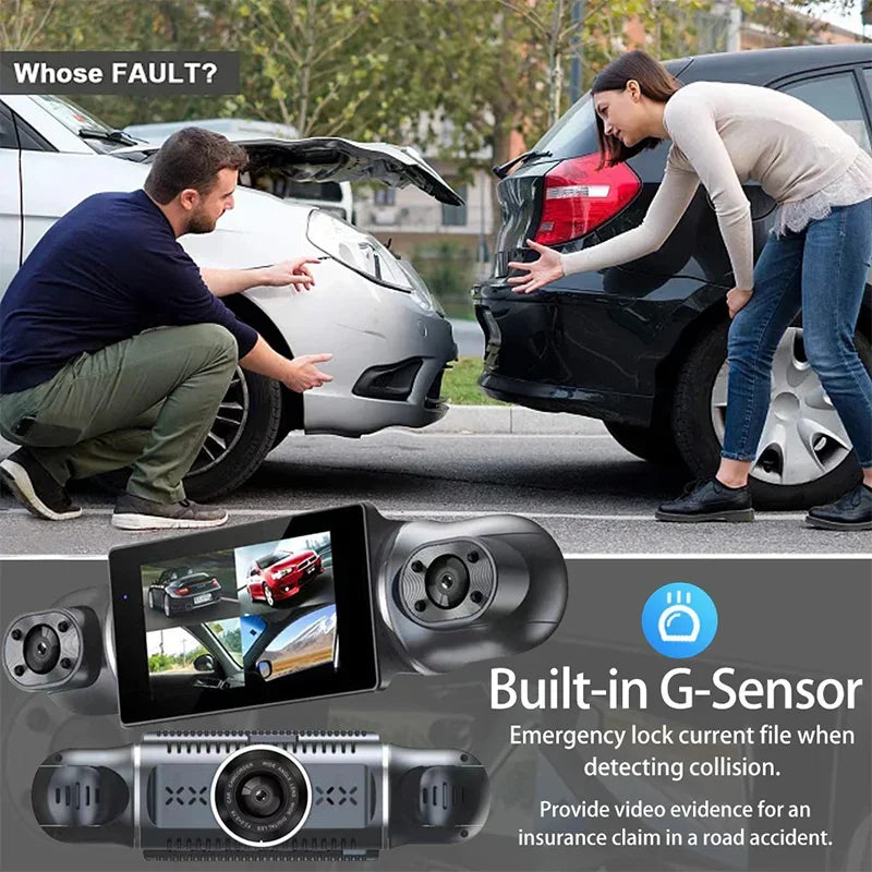Protect Yourself with Video Evidence  4-Lens Dash Cam with Front, Rear & Side Coverage