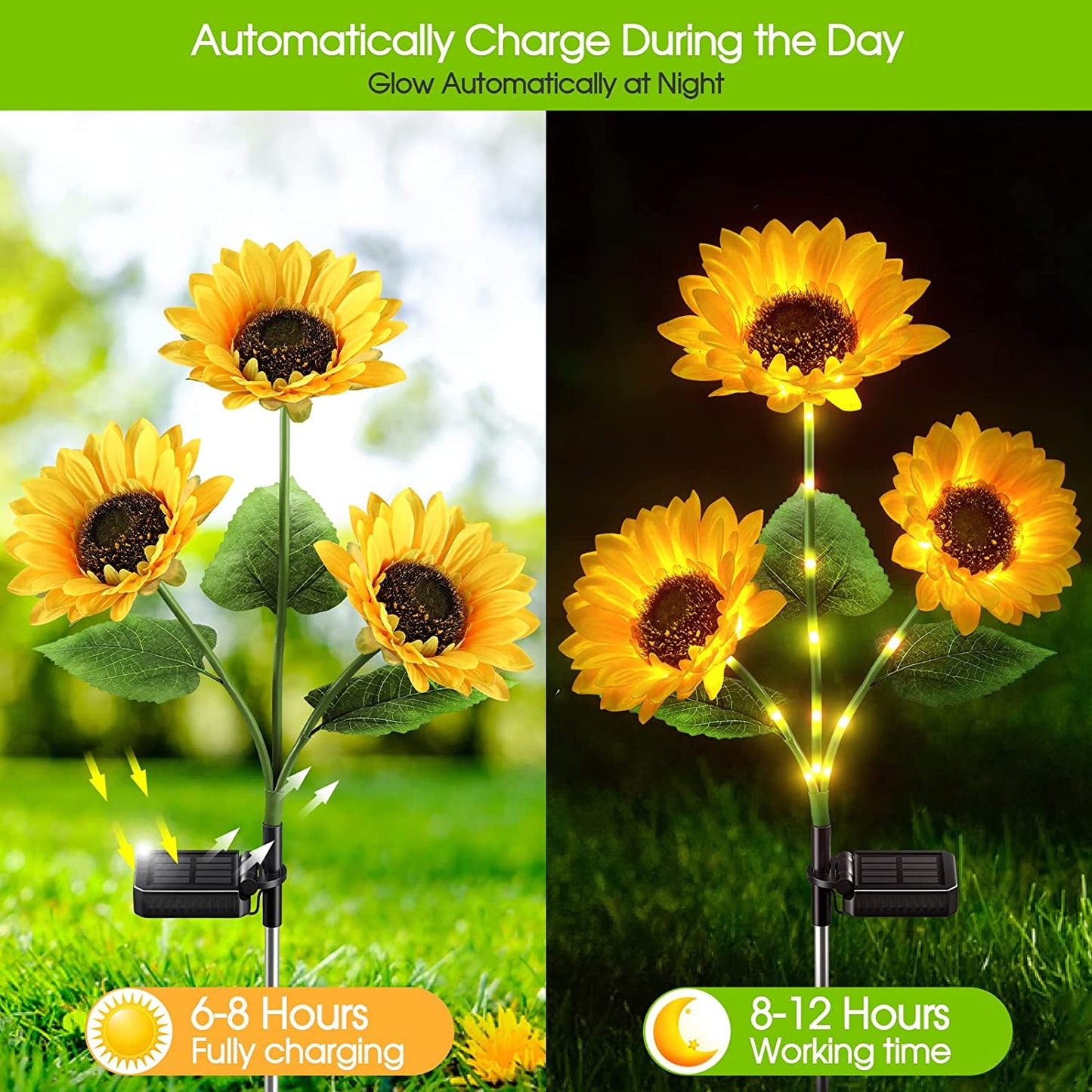 LuminaBloom™ 3-in-1 Solar Sunflower Garden Stake Lights