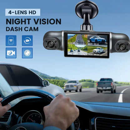 Protect Yourself with Video Evidence  4-Lens Dash Cam with Front, Rear & Side Coverage