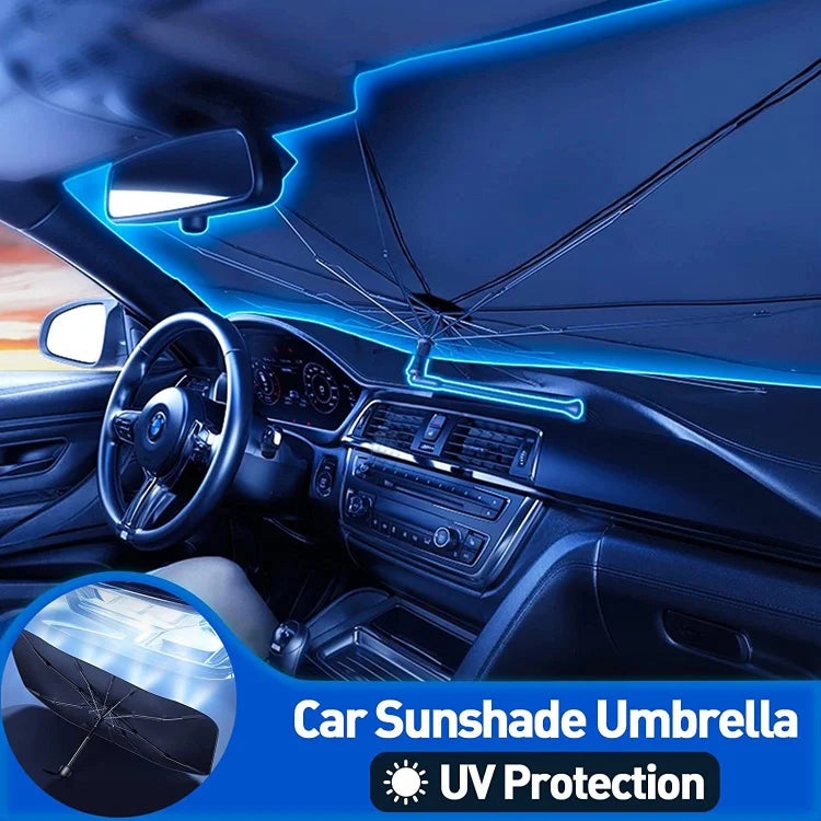 Car Windshield Sun Shade Umbrella – 360° bendable handle, no scratches.✨