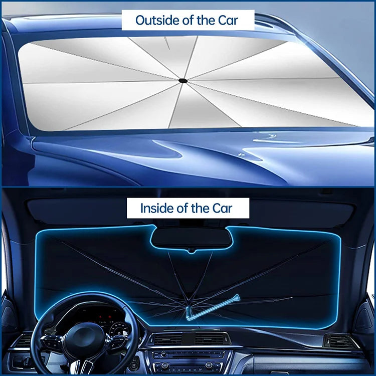 Car Windshield Sun Shade Umbrella – 360° bendable handle, no scratches.✨