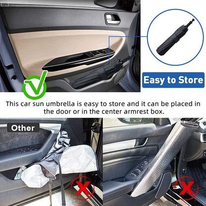 Car Windshield Sun Shade Umbrella – 360° bendable handle, no scratches.✨
