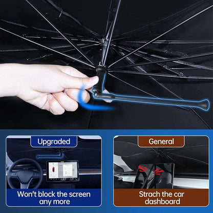 Car Windshield Sun Shade Umbrella – 360° bendable handle, no scratches.✨